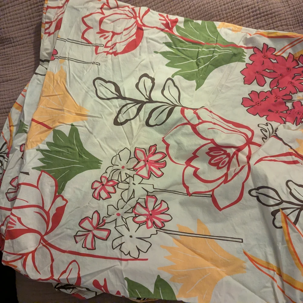 Pottery Barn Duvet King 100% Cotton Buttons Floral Botanical Colorful